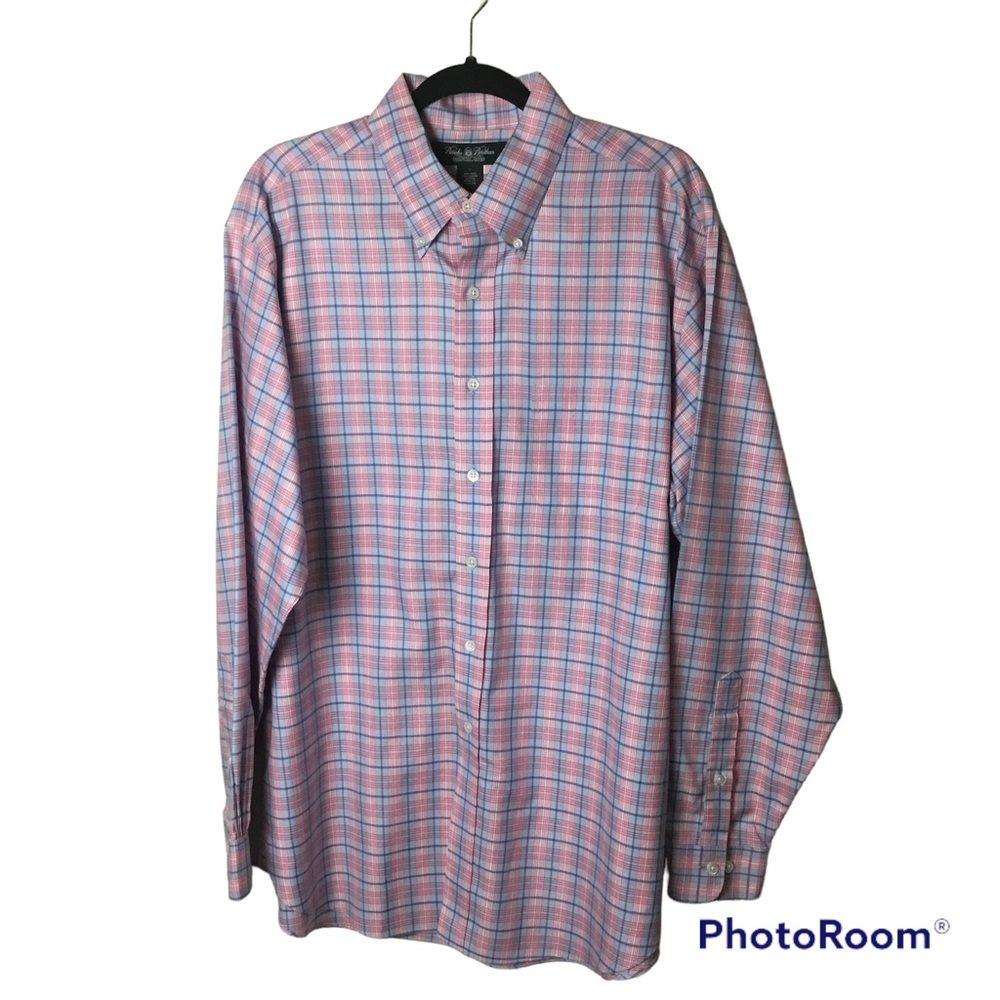 Brooks Brothers Country Club blue/red plaid long sleeve button down. Large